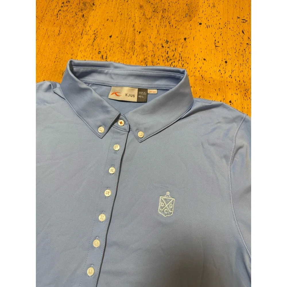 KJUS Polo Shirt Womens 40 L Blue Scotscraig‎ Long Sleeve UPF 50+ Golf Stretch